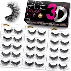 Eliace False Eyelashes Natural Look 15 Pairs Fox & Cat Eye Lashes Wispy Strips, Mink Lashes Fake Eyelashes Fluffy Volume Dramatic Long Cross Wispies Lash Reusable Soft Band Comfortable,Chloe Style