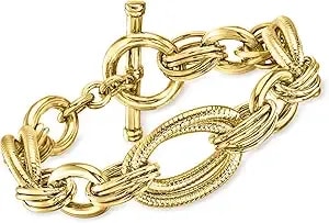 Ross-Simons Italian 14kt Yellow Gold-Plated Oval-Link Toggle Bracelet