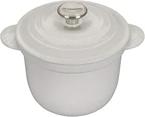 Le Creuset Enameled Cast Iron Rice Pot With Lid & Stoneware Insert, 2.25 Qt., White