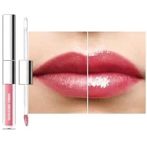 2-In-1 Matte Liquid Lipstick & Clear Lip Gloss, Long Lasting Waterproof Smudge Proof 24 Hour Lip Color Stain, Non Stick & Non Fading, Vegan Matte Makeup Lip Stain For Women, Soft Rose Pink #02