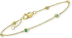 Ross-Simons Pure Collection 0.20 Ct. T.W. Emerald Station Bracelet In 14kt Yellow Gold