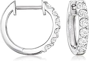 Ross-Simons 0.50 Ct. T.W. Lab-Grown Diamond Huggie Hoop Earrings In Sterling Silver