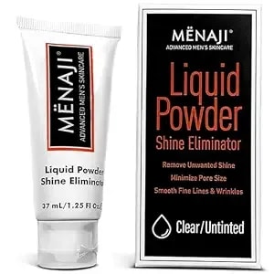 MëNaji Liquid Powder Shine Eliminator- Moisturizer & Lightweight Liquid Primer Powder For Men - Mens Makeup- Transparent - 1.25 Oz