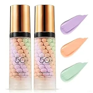 2pcs 3 In 1 Primer For Face Before Makeup, One Step Color Corrector Face Makeup Primer, Tinted Moisturizer With Spf, Tinted Sunscreen For Face, Spf 50, Oil Control, Even Skin, Natural Finish (Set A)