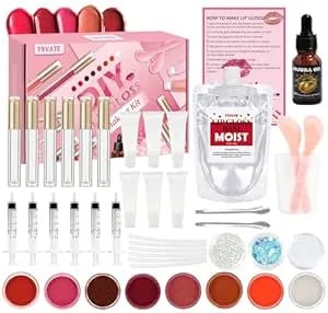 Tsvate Lip Gloss Making Kit, Lip Gloss Kit, Diy Lipgloss Set, Fun Make Your Own Lipgloss Kids Lip Gloss For Girls, Women, Moisturizing Lip Gloss Base, Jojoba Oil, Tubes, Gift For Her