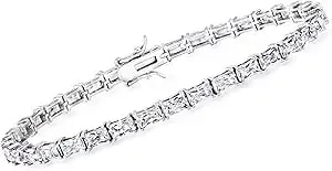 Ross-Simons 7.50 Ct. T.W. Baguette Cz Tennis Bracelet In Sterling Silver