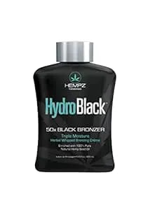 Hempz Hydroblack 50x Black Bronzer - Herbal Moisturizing Self Tanning Lotion For Tanning Beds, Beach, Sun 13.5 Fl Oz