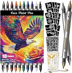 K Kernowo Temporary Tattoo Markers For Skin - Henna Body Tattoo Kit Dual-End Visible Capacity Tattoo Pen For Girls & Adults, Body Painting Kit Teen Girl Gifts Trendy Stuff, Cool Birthday Gift For Teen
