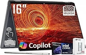 Hp Omnibook X Flip 16" 2-In-1 Copilot+ Ai Pc Laptop, 2k 400nits Touch, Intel Evo 8-Core Ultra 7 258v(>Ultra 9 185h), Wifi 6e, Dts X Ultra, Backlit Kb, W/128gb Psd&Stylus, win11 Pro(32gb - 2tb Ssd)