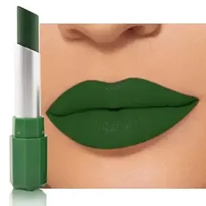 Neutral Green Cream Matte Lipstick Stick 17#, Longwear Full Coverage Velvet Lip Color, Waterproof Multi-Use Lip & Cheek Makeup For Party & Daily Wear, Labial Con Color Mate Para Uso Diario
