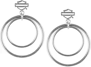 Harley-Davidson Women'S Small Double Circle Bar & Shield Post Steel Earrings