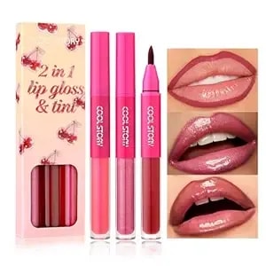 Cool Story 2 In 1 Lip Gloss And Tint, Double-Ended Lip Liner With Matte Finish And Glossy Lip Paint (Set-C)