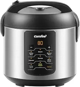 Comfee' Rice Cooker With 6 Functions, 4-Cups Uncooked Rice - Multi Cooker, Slow Cook, Steam, Saute, Warm, 6 One-Touch Programs For Brown Rice, Quinoa And Oatmeal