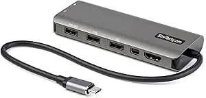 Startech.Com USB C Multiport Adapter - USB-C To HDMI Or Mini Displayport 4K 60Hz, 100W Power Delivery Pass-Through, 4-Port 10Gbps USB Hub - USB Type-C Mini Dock - W/ 12" Attached Cable (DKT31CMDPHPD)