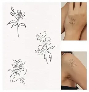 Freakynine Temporary Tattoos For Adults, Small Realistic Temporary Tattoos, Fake Tattoos, Flash Tattoos, Festival Tattoos, Tattoo Stickers, Temp Tattoos, Flash Tats Pack Of 2 (Spring Flower)