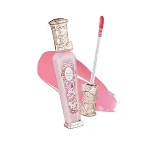 Flower Knows Violet Strawberry Rococo Glowy Lip Gloss,Moisturizing Baby Pink Plumping Lip Oil,Hydrating Lip Tint For Girls&Women,Vegan & Cruelty-Free,0.12 Fl Oz(g01 Strawberry Macaron)