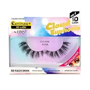 Cattitude 5d Lash Cloud Euphoria Aura - Wispy & Fluffy 5d False Eyelash Styles, Lightweight And Comfortable, Instant Volume And Effortless Glam