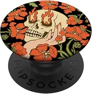 Popsockets Skull & Goth Phone Grip & Stand - Skull Flowers Popsockets Adhesive Popgrip
