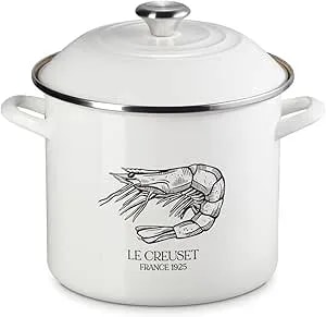 Le Creuset Enamel On Steel Traditional Shrimp Stockpot, 10 Qt., White