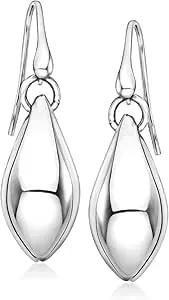 Ross-Simons Italian Sterling Silver Oval Domed Drop Earrings