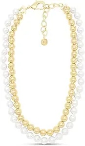 Martha Stewart Pearl And Gold Ball Necklace In Gold For Women