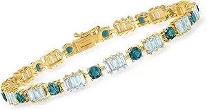 Ross-Simons 11.60 Ct. T.W. London And Sky Blue Topaz Bracelet In 18kt Gold Over Sterling