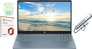Hp 15.6" Business Laptop With 1-Year Microsoft Office 365 With Copliot Ai, Quad-Cores Intel Processor, Windows 11, Plusera Earphones & 8-In-1 Hub Included, Moonlight Blue (Moonlight Blue, 16gb Ram)