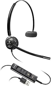 Poly (Plantronics + Polycom) Encorepro 545 Usb-A And Usb-C Usb Headset (Plantronics) - Acoustic Hearing Protection - Hold & Call Answer Buttons - Convertible Wearing Style, Black, Standard Version