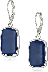 Nine West Women'S Denim Large Drop Earrings Silver Tone
