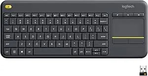 Logitech K400 Plus Wireless Touch TV Keyboard With Easy Media Control And Built-In Touchpad, HTPC Keyboard For PC-Connected TV, Windows, Android, Chromeos, Laptop, Tablet - Black