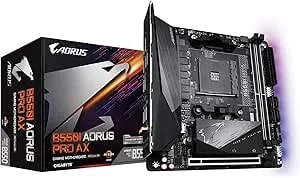 Gigabyte B550I Aorus PRO AX AMD AM4 ITX Motherboard, Supports Ryzen 5000/4000/3000 Series, DDR4, 6+2 Power Phase, 2X M.2, Pcie 4.0, USB-C, Wifi 6, 2.5 Gbe LAN, Q-Flash Plus, Wifi EZ-Plug, RGB Fusion
