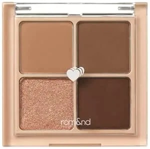 Rom&Nd Better Than Eyes 4 Color Mini Palette, 03 Dry Ragras, Eye Shadow Palette, Daily Natural Shades, Blendable, Rich Colors, Velvety Texture, Matte & Shimmer, High Pigmented, Long Lasting