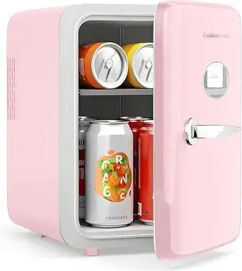 Cutieworld Skincare Fridge - 4l Makeup Fridge For Refrigerating Makeup, Skincare And Food, Mini Fridge For Bedroom, Office And Car, Cooler And Warmer, Beverage Cooler, Leather Pink