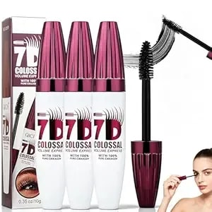 3pcs 7d Waterproof Volume Mascara, Black Lengthening Thickening Fiber Lashes Mascara, Smudge-Proof Long Lasting Curling Volumizing Eye Makeup For Women Girl,Natural & Buildable Fuller Look