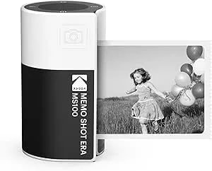 Kodak Memo Shot ERA Kids Instant Digital Camera And Photo Label Printer, White (Camera With 1 Roll One-Touch Label Cartridge)