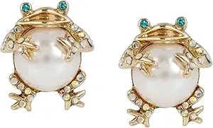 Betsey Johnson Women'S Pearl Critters Frog Stud Earrings
