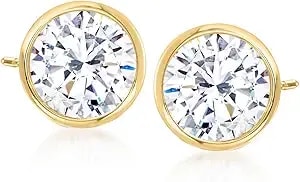 Ross-Simons 2.00 Ct. T.W. Bezel-Set Cz Stud Earrings In 14kt Yellow Gold