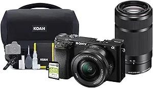 Sony Alpha a6100 Aps-C Mirrorless Camera With 16-50mm And 55-210mm Lens, 2 Sd Cards And Accessory Bundle