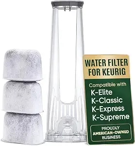 Keurig Water Filter Starter Kit - Tall Handle Filter Holder Replacement - 3 Charcoal Cartridges For 6 Months Of Better-Tasting Coffee - Fits K-Classic, K-Supreme, K-Express, K-Elite, K-Slim & 2.0