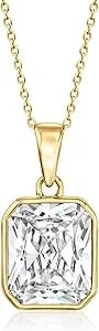 Ross-Simons 6.00 Carat Radiant-Cut Cz Pendant Necklace In 18kt Gold Over Sterling. 18 Inches