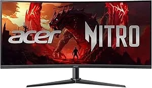Acer Nitro 34” Gaming Monitor - QHD 3440 X 1440 - 1500R 21:9 Curved - AMD Freesync Premium - 200Hz Refresh Rate - 1ms (VRB) - Srgb 99% - 1 X Display Port 1.4 & 2 X HDMI 2.1 Ports - XZ340CUR X0bmiiphx