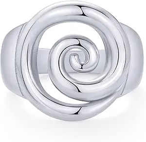 Pavoi 14k Gold Plated Chunky Swirl Rings For Women - Stainless Steel Statement Spiral Ring - Waterproof Bold Swirl Bands