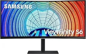 Samsung Viewfinity S65UA Series 34-Inch Ultrawide QHD Curved Monitor, 100Hz, USB-C, HDR10 (1 Billion Colors), Height Adjustable Stand, TUV-Certified Intelligent Eye Care (LS34A654UBNXGO),Black