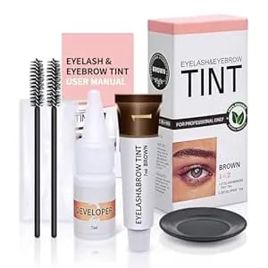 Eyelash & Eyebrow Color Kit, Brown Lash & Brow Color Kit, Eyebrow Coloring Set With Natural Bushy Results, Easy Use & Salon At Home, 7ml, Brown