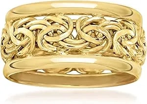 Ross-Simons 14kt Yellow Gold Bordered Byzantine Ring