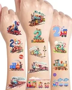 Chugga Chugga Two Two Party Decorations Temporary Tattoos For Kids - 150pcs Choo Choo I'M 2 Train Party Favors Temporary Tattoos Stickers, 18 Sheets Of Two Two Train 2nd Birthday Decorations