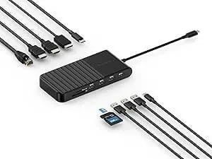 Kensington UH1510P 11-In-1 USB-C Triple Video Hub, Triple 4K At 60Hz, 85W PD, Compatible With Macbook M1/M2/M3/M4, Dell, HP, And Lenovo Laptops (K34040WW) Black