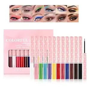 12 Colors Matte Liquid Waterproof Eyeliner Set, Colorful Pigmented Eyeliner Pencil Makeup For Bold & Stunning Looks For Mature Women
