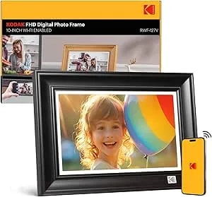 Kodak Wifi Digital Picture Frame, 1920 X 1200 HD Touchscreen Digital Photo Frame, 10.1 Inches Intelligent Electronic Picture Frame With 32 GB,Auto-Rotate, Share Moments Instantly Gifts(Wood Frame)