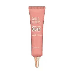 Swiss Beauty Cream It Up Blusher - Highly Pigmented - Long-Lasting - Buildable & Blendable - All Skin Types - Shade- Cheeky Peach, 10ml